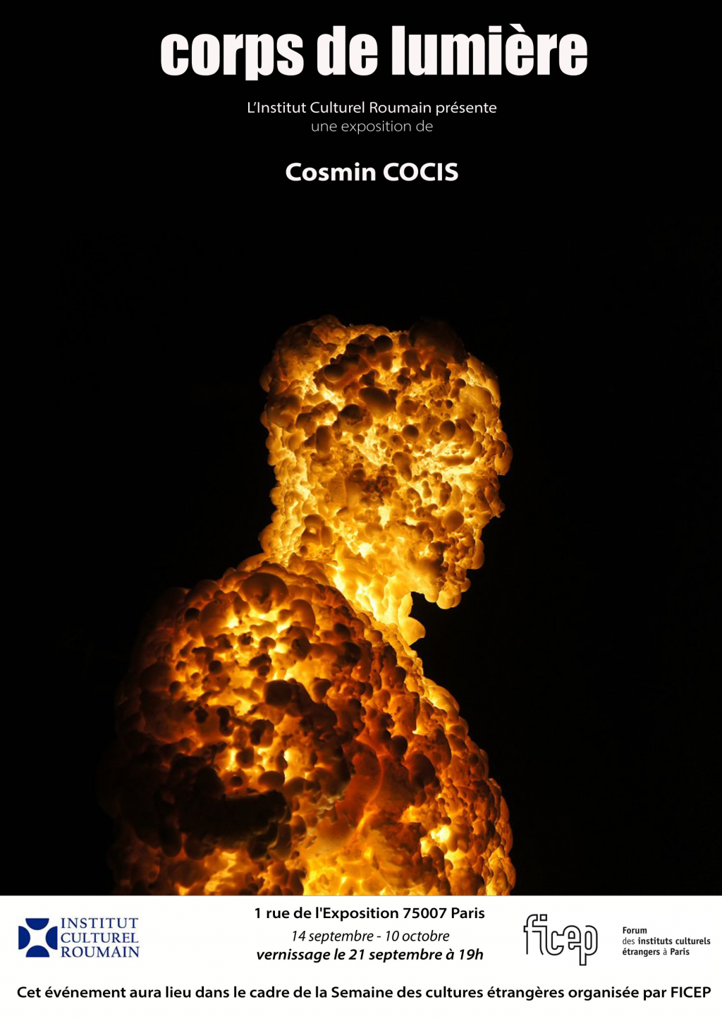 Corpuri de lumina - expozitia lui Cosmin Cocis gazduita de galeria ICR Paris  in cadrul Saptamanii culturilor straine