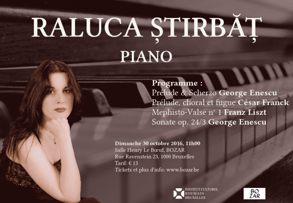 George Enescu și creațiile sale pentru pian solo, în recital susținut de  Raluca Știrbăț la Bruxelles